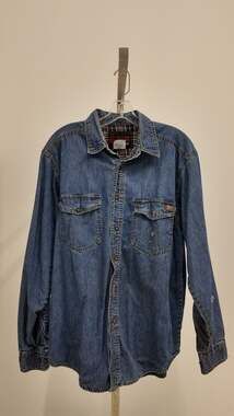 Wrangler RIGGS Workwear Men's Flannel-Lined Denim Shirt Jacket - Blue (Size M)